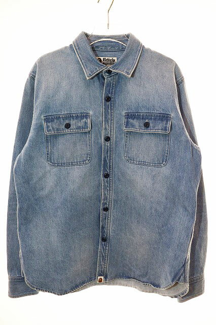 Rakuten - 【中古】アベイシングエイプ A BATHING APE SHARK EMBROIDERY DENIM SHIRT M シャーク デニム シャツ 刺繍 長袖 【ブランド古着ベクトル】☆AA★260421 メンズ 【ベクトル 古着】 260421