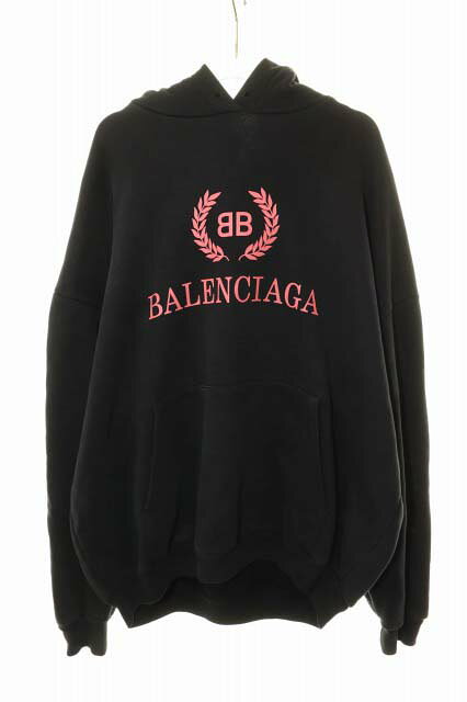 樂天商城 - 【中古】バレンシアガ BALENCIAGA BLACK S TYK44 501656 BBロゴ プリント プルオーバー パーカー ブラック 黒 【ブランド古着ベクトル】☆AA★260526 メンズ 【ベクトル 古着】 260526