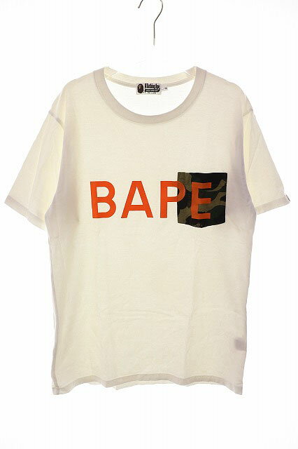 Rakuten - 【中古】アベイシングエイプ A BATHING APE POCKET TEE WHITE L ポケット Tシャツ ロゴ 半袖 ホワイト 【ブランド古着ベクトル】260426 メンズ 【ベクトル 古着】 260426