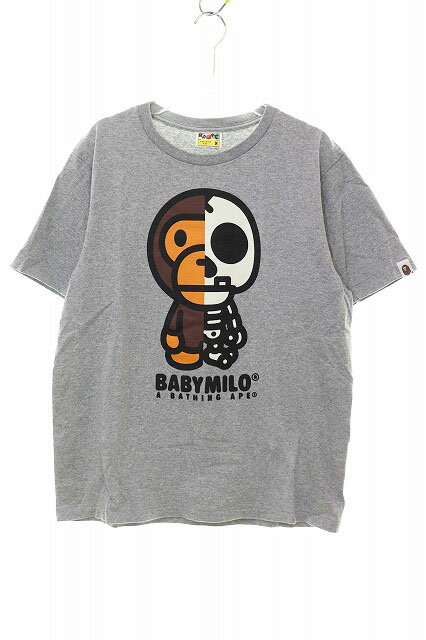 乐天商城 - 【中古】アベイシングエイプ A BATHING APE BABY MILO 蓄光スカル Tシャツ Mサイズ プリント 半袖 グレー 【ブランド古着ベクトル】260428 メンズ 【ベクトル 古着】 260428
