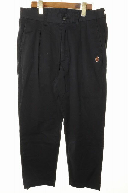 【中古】アベイシングエイプ A BATHING APE ONE POINT RELAXED FIT CHINO PANTS BLACK M ワンポイント チノ パンツ チノパン ブラック 【ブランド古着ベクトル】●260502 メンズ 【ベクトル 古着】 260502