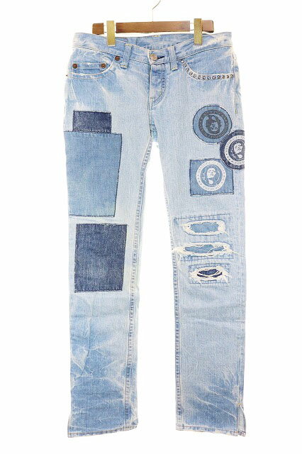 [Used] HYSTERIC GLAMOUR Used-look Patch Denim Jeans, Size M, Blue [Brand Used Clothing Vector] 260514 Men's [Vector Used Clothing] 260514