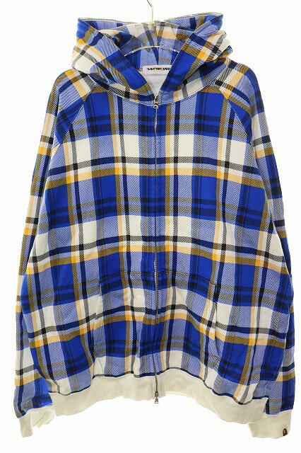Rakuten - 【中古】アベイシングエイプ A BATHING APE フル ジップ フーディ Lサイズ チェック柄 パーカー ブルー系 【ブランド古着ベクトル】■260503 メンズ 【ベクトル 古着】 260503