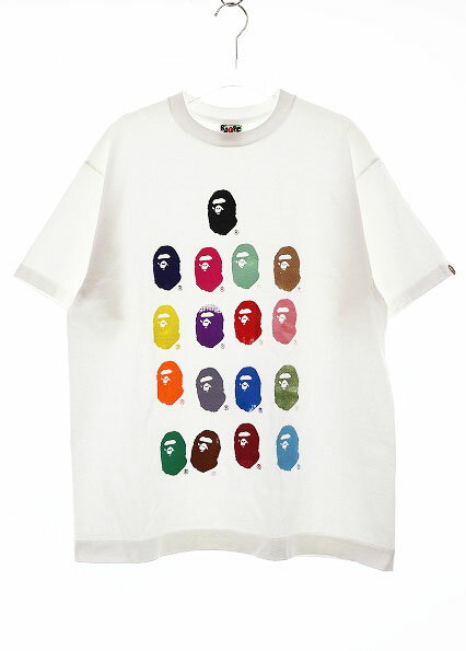 Rakuten - 【中古】アベイシングエイプ A BATHING APE エイプ ヘッド カラフル プリント Tシャツ Lサイズ ホワイト 白 【ブランド古着ベクトル】■260503 【ベクトル 古着】 260503