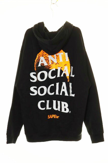 乐天商城 - 【中古】SAPEur サプール × ANTI SOCIAL CLUB アンチ ソーシャル クラブ コラボ フーディ パーカー Lサイズ ブラック 黒 【ブランド古着ベクトル】●260503 メンズ 【ベクトル 古着】 260503