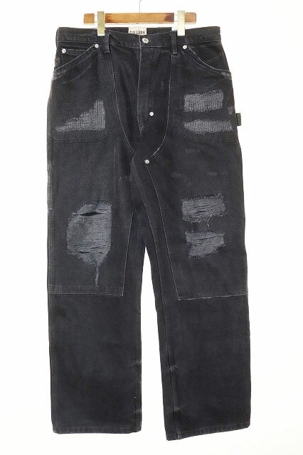 乐天商城 - 【中古】GALLERY DEPT ギャラリーデプト BRONKO CARPENTER PANTS SIZE32 BLACK ダブルニー カーペンター デニム パンツ ブラック 黒 【ブランド古着ベクトル】260504 メンズ 【ベクトル 古着】 260504