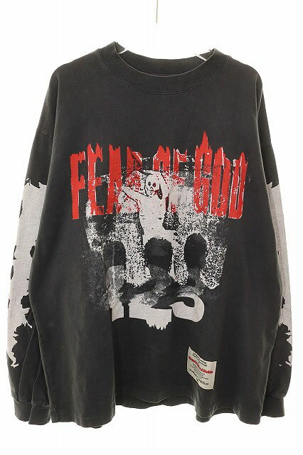 樂天商城 - 【中古】RRR123 × Fear of God LOOK IT'S THE ENEMY LS TEE M プリント ロンT 長袖 チャコールグレー 【ブランド古着ベクトル】●260610 メンズ 【ベクトル 古着】 260610