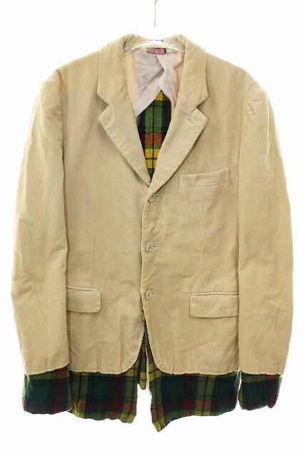 乐天商城 - 【中古】コムデギャルソン COMME des GARCONS HOMME PLUS EVER GREEN 06SS ドッキングロック復刻 コーデュロイ ジャケット Mサイズ ベージュ 【ブランド古着ベクトル】●260606 メンズ 【ベクトル 古着】 260606