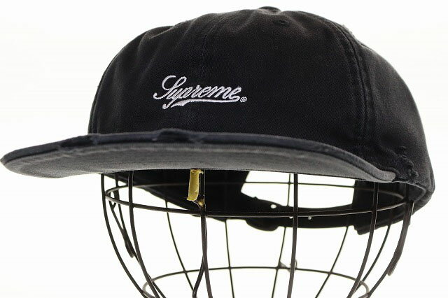 シュプリーム SUPREME 25AW DISTRESSED SCRIPT 6-PANEL BLACK ディストレスド スクリプト 6パネル キャップ 帽子 ブラック ☆AA★▲260630 メンズ  260630