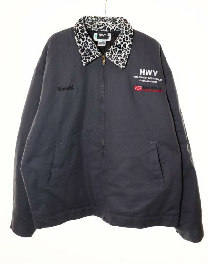 ハイウェイ HWY × アス US LEOPARD COLLARED WORK JACKET GREY XL レオパード ワーク ジャケット グレー ●260615 メンズ  260616
