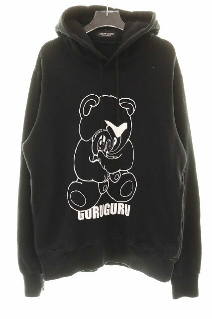 アンダーカバー UNDERCOVER MAD ARCHIVE GURUGURU BEAR HOODIE BLACK サイズ3 UAY9801-01 グルグル ベア プリント フーディ パーカー ブラック 黒 260613 メンズ  260613