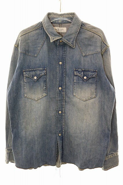 アンユーズド UNUSED 16SS 8oz DENIM WESTERN SHIRT SIZE 2 8オンス デニム ウエスタン シャツ ダメージ加工 リメイク ●260630 メンズ  260630