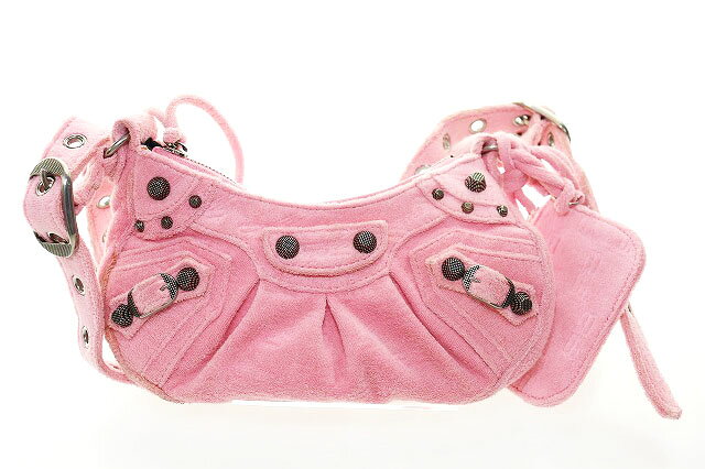 【中古】バレンシアガ BALENCIAGA PINK TERRY FABRIC LE CAGOLE XS SHOULDER BAG テリー ファブリックル カゴール ショルダーバッグ ピンク 【ブランド古着ベクトル】☆AA★▲260813 レディース 【ベクトル 古着】 260813