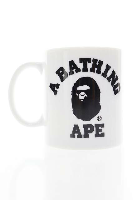 【中古】アベイシングエイプ A BATHING APE エイプヘッド カレッジ ロゴ 両面 マグ カップ ホワイト ブラック 【ブランド古着ベクトル】▲■260712 メンズ 【ベクトル 古着】 260712