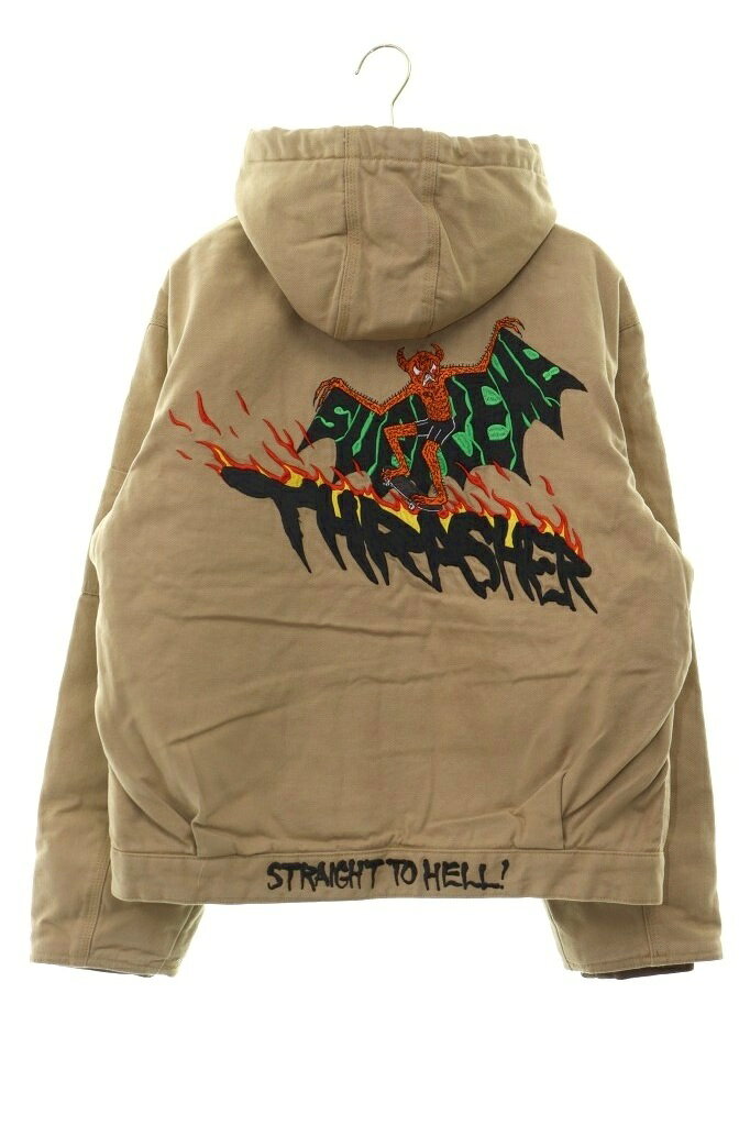【中古】シュプリーム SUPREME × THRASHER 24AW HOODED WORK JACKET BEIGE Sサイズ スラッシャー フーデッド ワーク ジャケット ベージュ 【ブランド古着ベクトル】☆AA★260906 【ベクトル 古着】 260906