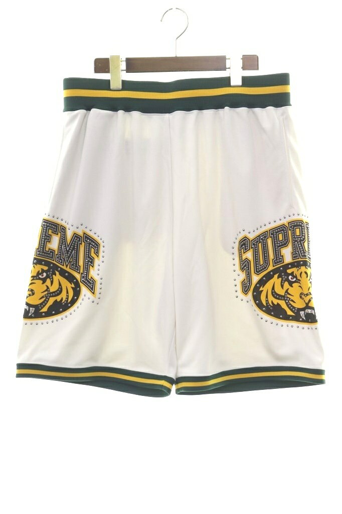 【中古】シュプリーム SUPREME 25SS STUDDED BASKETBALL SHORT WHITE Sサイズ スタッズ バスケットボール ショーツ ラインストーン ロゴ ショート ハーフ パンツ ホワイト 白 【ブランド古着ベクトル】☆AA★■260906 【ベクトル 古着】 260906