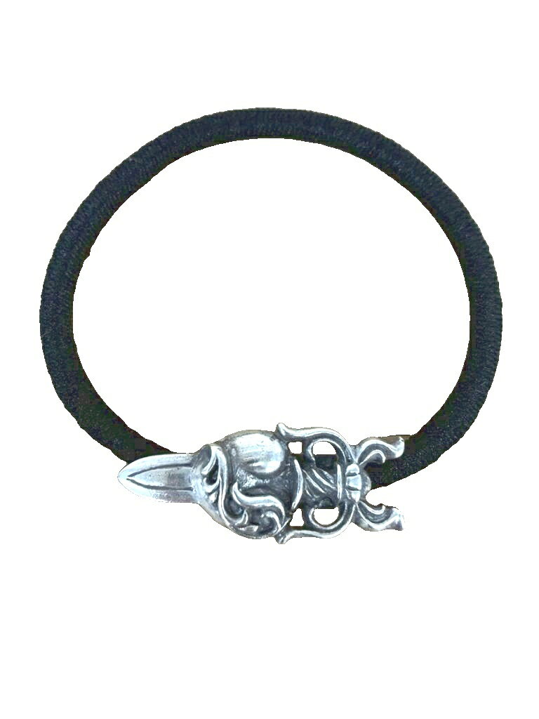 【中古】クロムハーツ CHROME HEARTS HAIRBAND DAGGERHEART ダガーハート ヘアゴム シルバー コンチョ ブレスレット 【ブランド古着ベクトル】☆AA★ ▲ 260908 メンズ レディース 【ベクトル 古着】 260908