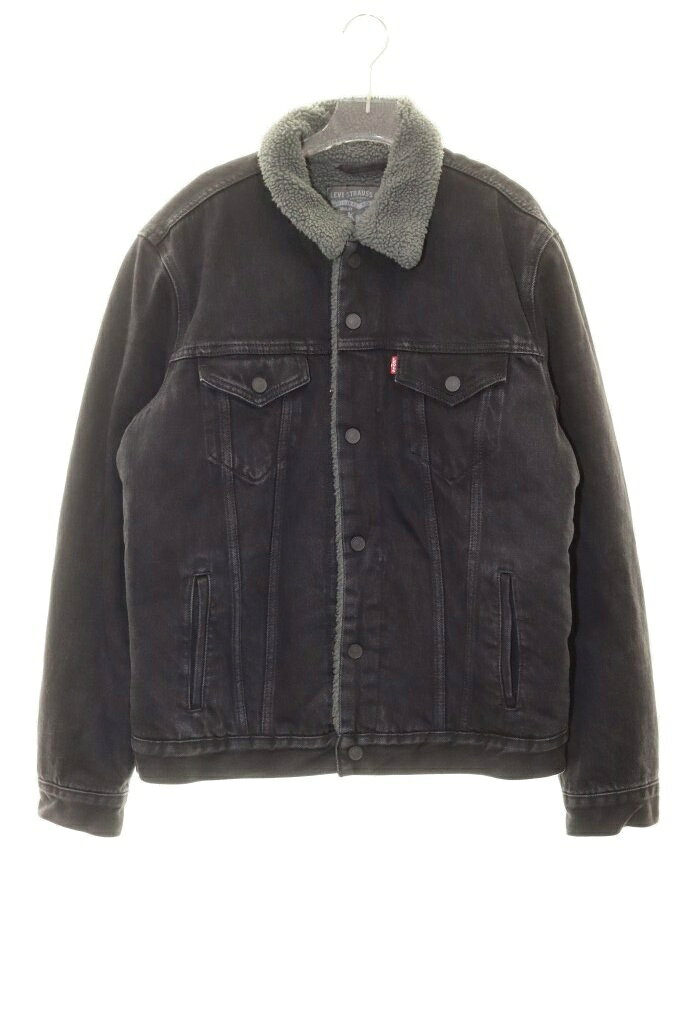 【中古】リーバイス Levi's SHERPA DENIM TRUCKER JACKET BLACK Lサイズ シェルパ デニム トラッカー ジャケット ボア ブラック 黒 【ブランド古着ベクトル】260908 【ベクトル 古着】 260908