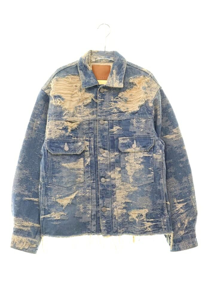 【中古】TAAKK 21AW CONTRAST DENIM JAQUARD JACKET サイズ1 TA21AW-BL013 コントラスト デニム ジャガード ジャケット ブルー 青 【ブランド古着ベクトル】●260909 【ベクトル 古着】 260909
