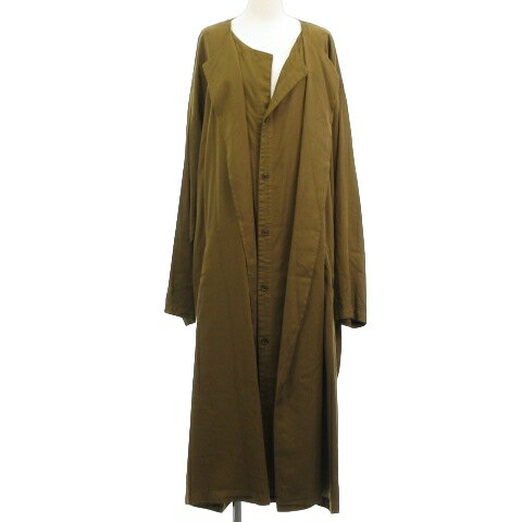 【中古】ワイズ Y's 美品 23AW CELLULOSE TWILL GARMENT-DYED COLLARLESS DRESS ドレス ノーカラー シ..