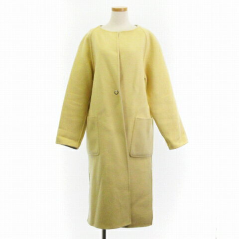 【中古】デミルクス ビームス Demi-Luxe BEAMS ウール リバーシブル コート ノーカラー スリット イエロー ライトグレー 38 アウター レディース 【ベクトル 古着】 231212 【中古】デミルクス ビームス Demi-Luxe BEAMS ウール リバーシブル コート ノーカラー スリット イエロー ライトグレー 38 アウター レディース 【ベクトル 古着】 231212