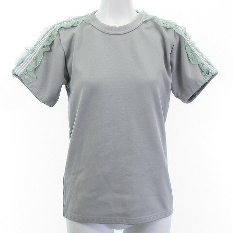 【中古】コムデギャルソン COMME des GARCONS GO-T037 AD2004 製品染めショルダーフリルジャージー カットソー Tシャツ レース 半袖 グレー系 S位 レディース 【ベクトル 古着】 241129