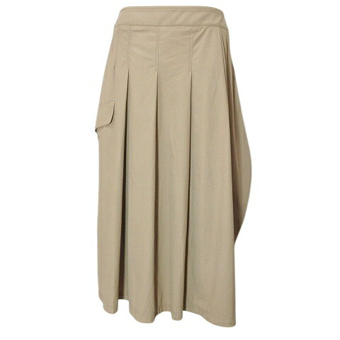 【中古】ヒロコビス HIROKO BIS essentiel 洗濯機で洗える タックフレアスカート ミディ丈 アシンメトリー 9 M相当 ベージュ X レディース 【ベクトル 古着】 250124