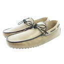【中古】トッズ TOD'S ドライビングシューズ ローファー デッキ リボン ロゴ レザー 7 ベージュ /GV メンズ 【ベクトル 古着】 250315(4)