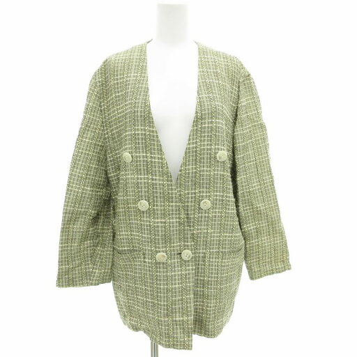 【中古】ウンベルトジノケッティ UMBERTO GINOCCHIETTI ダブル ツイードジャケット ノーカラー リネン混 9AT 緑 グリーン /GV レディース 【ベクトル 古着】 250508 【中古】ウンベルトジノケッティ UMBERTO GINOCCHIETTI ダブル ツイードジャケット ノーカラー リネン混 9AT 緑 グリーン /GV レディース 【ベクトル 古着】 250508