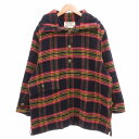 【中古】ビームス BEAMS パーカー コート プルオーバー チェック柄 金ボタン L 紺 ネイビー 赤 黄 /TZ メンズ 【ベクトル 古着】 250508