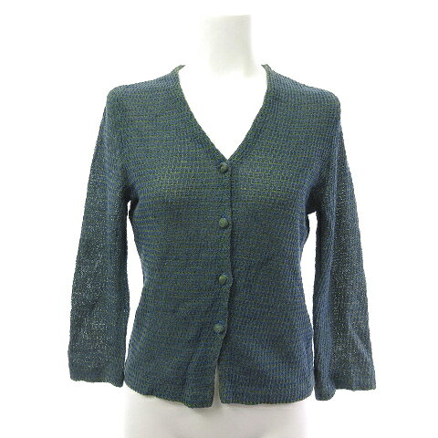 【中古】シビラ SYBILLA カーディガン 7分袖 透かし ブルー グリーン 40 レディース 【ベクトル 古着】 250523