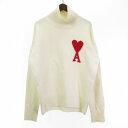 【中古】アミ アレクサンドル マテュッシ ami alexandre mattiussi paris ニット セーター タートルネック ハートロゴ 白系 ホワイト 赤 M メンズ 【ベクトル 古着】 250604(4)