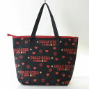 【中古】アナスイ ANNA SUI トートバッグ ハンドバッグ エコバッグ 総柄 ハート柄 黒 ブラック レッド ■GY99 レディース 【ベクトル 古着】 2...