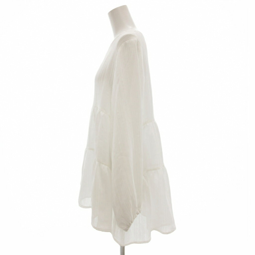 【中古】バンヤードストーム BARNYARDSTORM チュニック カットソー 長袖 1 白 ホワイト シアー ティアード バルーンスリーブ /GV レディース 【ベクトル 古着】 250930