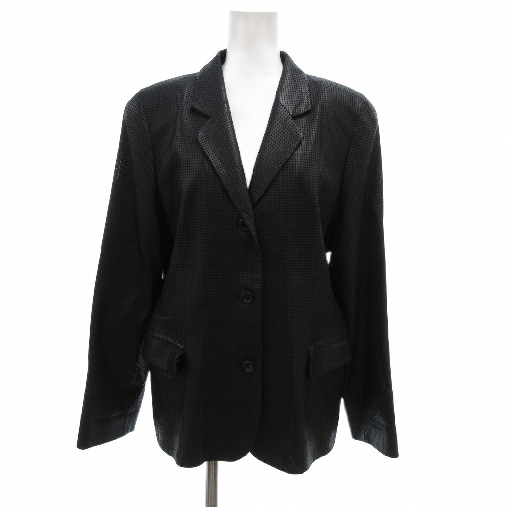 【中古】シゼンヌ cizenne レザージャケット パンチング ノッチドラペル シープスキン F 黒 ブラック /JS レディース 【ベクトル 古着..