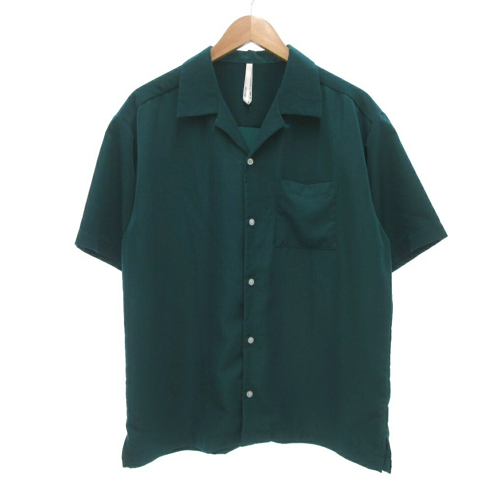 【中古】ハルハム halham 美品 オープンカラーシャツ 開襟 半袖 L 緑 グリーン /UO メンズ 【ベクトル ..