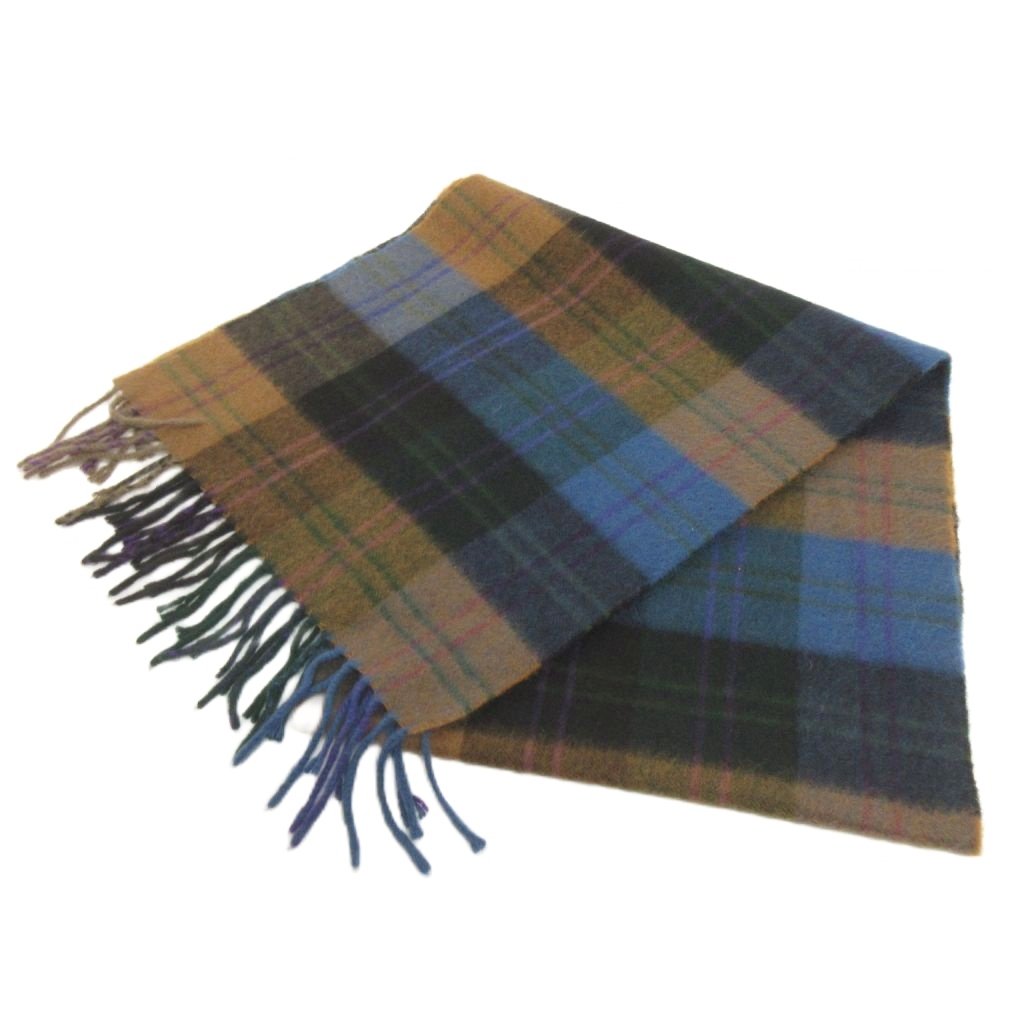【中古】HARRISON'S マフラー ストール カシミヤ フリンジ チェック柄 スコットラ...