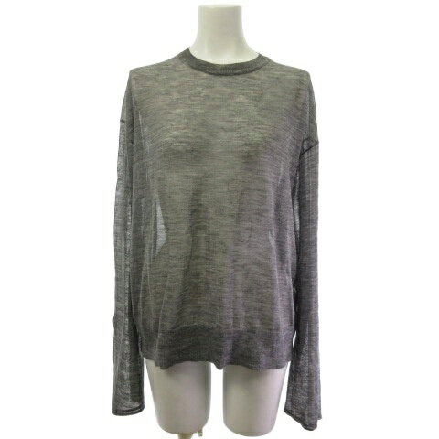 LH25A-KN040 ローヘン SLASH CUFF SHEER KNIT ニットソー シースルー 長袖 グレー F レディース  260519
