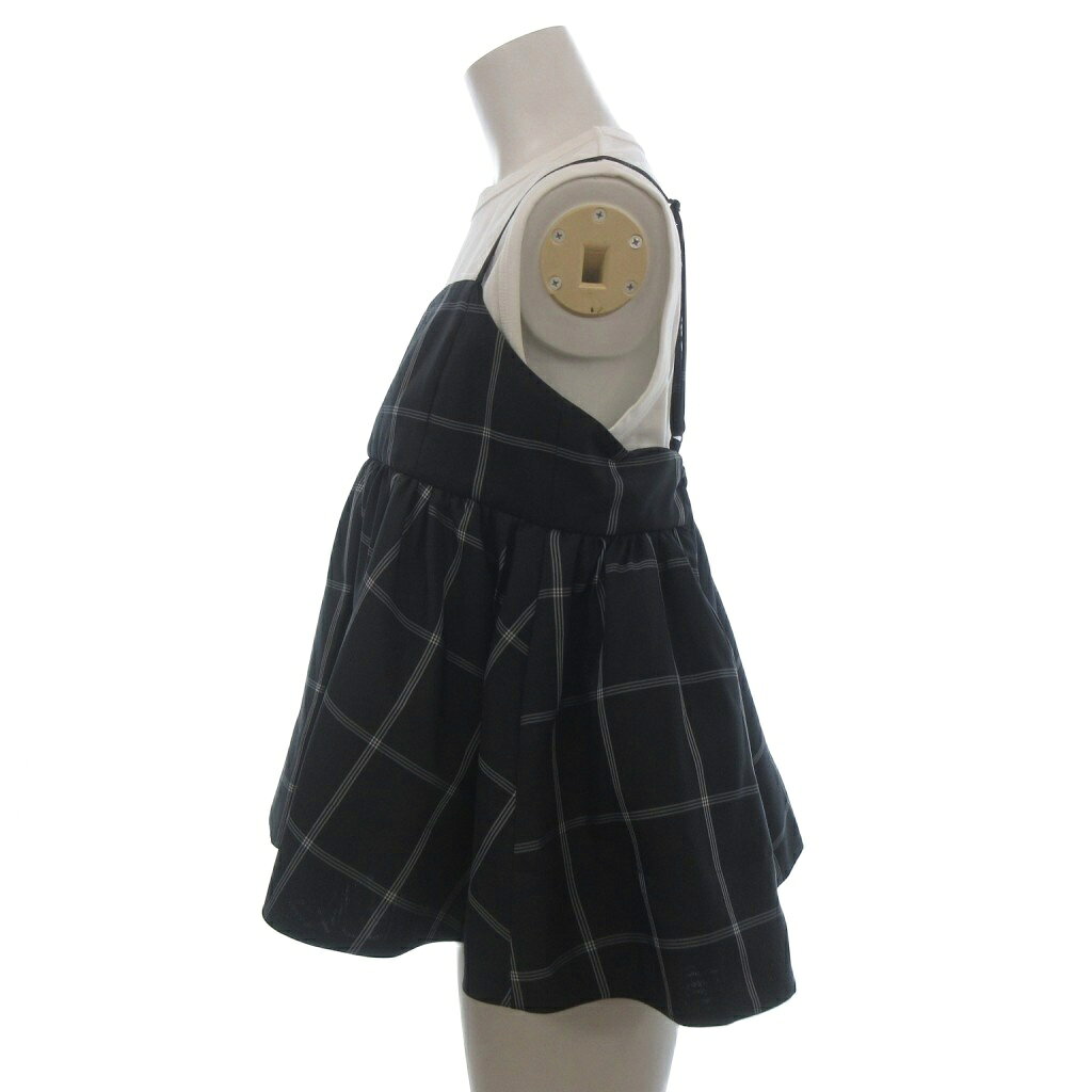 【中古】ミラオーウェン Mila Owen チェックペプラムキャミタンクSET カットソー ノースリーブ チェック柄 0 白 ホワイト 黒 ブラック レディース 【ベクトル 古着】 260730 vectorpremium-19320919 ブランド古着ベクトルプレミアム店 サンプル画像2