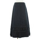 トリココムデギャルソン tricot COMME des GARCONS ロング スカート ティアード ストライプ ウール カットオフ チャコールグレー M レディース 【中古】【ベクトル 古着】 171008 ブランド古着ベクトルプレミアム店