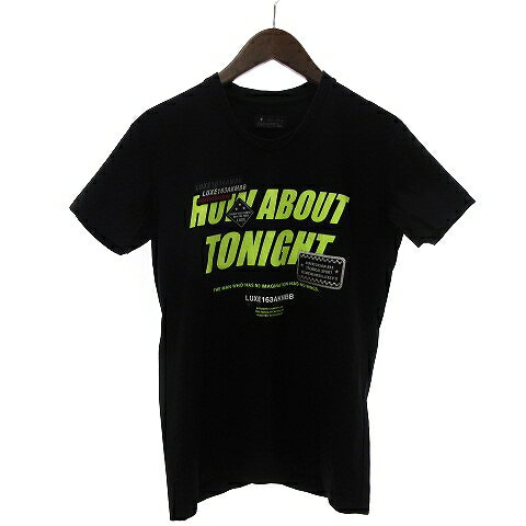 【中古】エーケーエム AKM LUXE163 HYBRID NECK HOW ABOUT TONIGHT COLOR Tシャツ カットソー 半袖 FV037 黒 ブラック S メンズ 【ベクトル 古着】 231204