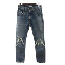 【中古】トゥデイフル TODAYFUL Bobs Denim クラッシュデニムパンツ ジーンズ ストレート USED加工 ブルー 23 小さいサイズ ■SM1 レディース 【ベクトル 古着】 231215