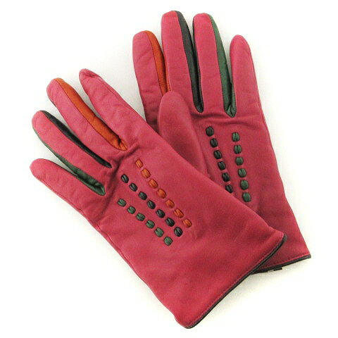 グローブス GLOVES FRATELLI FORINO 手袋 グローブ レザー ステッチ ピンク系 7 レディース  231218