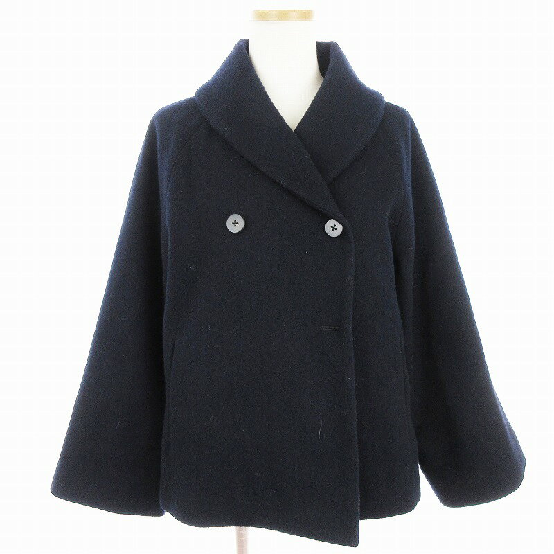 【中古】ヴーム vm ジャケット ショールカラー ダブル ウール ネイビー 紺 0 XS位 ■SM1 レディース 【..