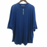 【中古】パームエンジェルス PALM ANGELS NS LOGO OVER T-shirt Tシャツ カットソー 半袖 プリント PMAA002R21JER003 コットン 青系 ブルー M メンズ 【ベクトル 古着】 240426