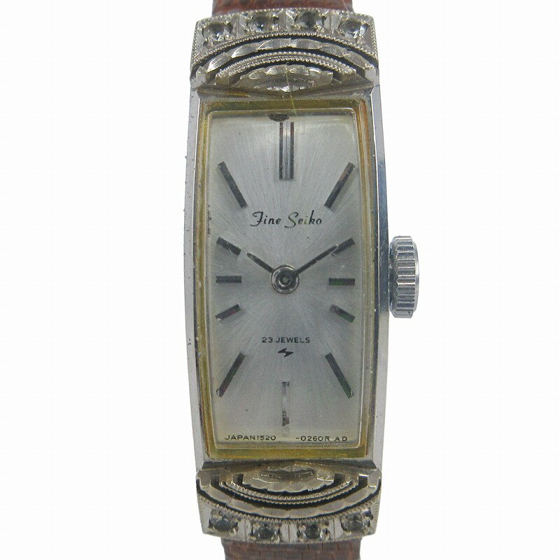 【中古】セイコー SEIKO ファインセイコー FINE SEIKO 腕時計 手巻き アナログ 2針 23石 14KWG 1520-3290 シルバーカラー ホワイトゴールド ウォッチ ジャンク レディース 【ベクトル 古着】 240617のサムネイル