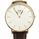 【中古】ダニエルウェリントン DANIEL WELLINGTON Classic 腕時計 2針 アナログ クオーツ B36R11 レザー 文字盤 白 茶 ブラウ...