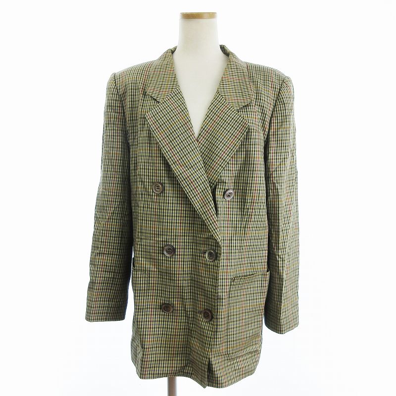 【中古】レリアン Leilian 美品 テーラードジャケット ダブル 6B コットン 裏地なし ベージュ 13 レディース 【ベクトル 古着】 250222