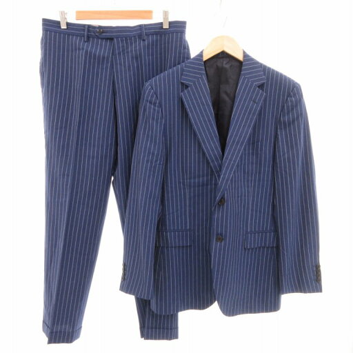 【中古】SESSANTUNO Super110's スーツ テーラードジャケット パンツ スラックス シングル ストライプ 48 青 ブルー ■GY03 /TZ メンズ 【ベクトル 古着】 250420 【中古】SESSANTUNO Super110's スーツ テーラードジャケット パンツ スラックス シングル ストライプ 48 青 ブルー ■GY03 /TZ メンズ 【ベクトル 古着】 250420