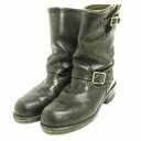 【中古】チペワ CHIPPEWA 80s ヴィンテージ エンジニアブーツ ショート 黒タグ ベルト レザー 黒 ブラック 靴 メンズ 【ベクトル 古着】 250414